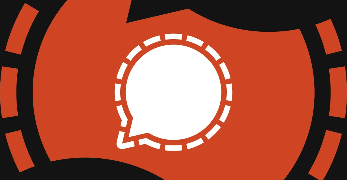 Illustration depicts the signal logo against a black and red background