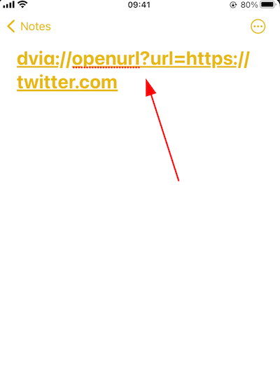 Deep link payload triggering arbitrary URL load in DVIA WebView via dvia://openurl scheme