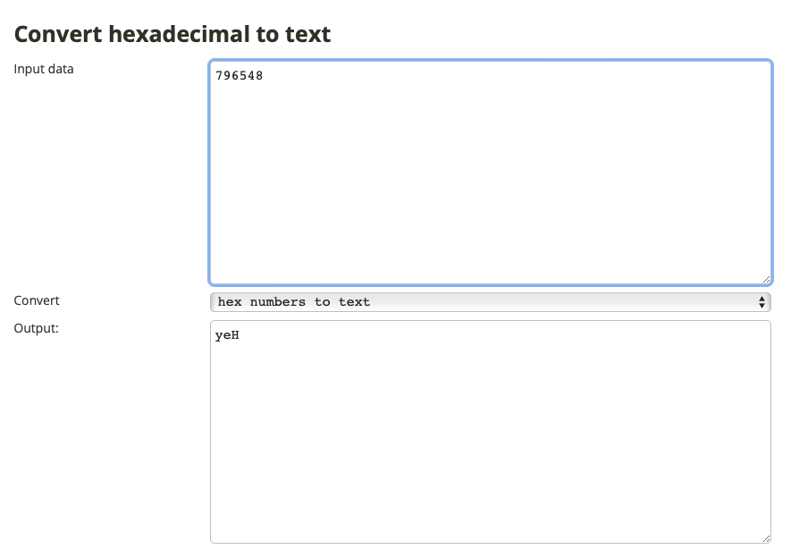 Conversão Hexadecimal para ASCII mostrando o valor do registrador x0 0x796548 decodificado como 'Hey' em ordem inversa (Little Endian)