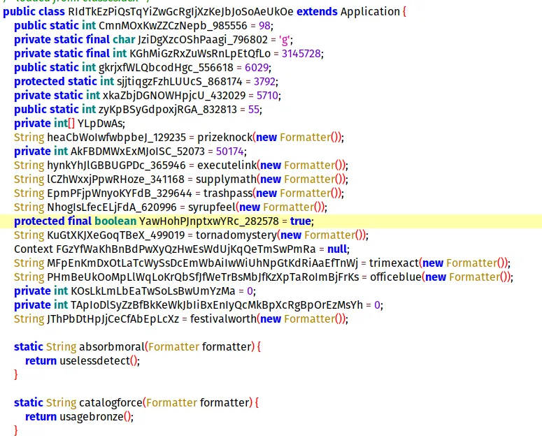 Subclasse de aplicativo obfuscada no JADX